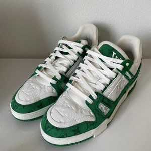 LOUIS VUITTON Lv Trainer Monogram Denim Green Sneakers